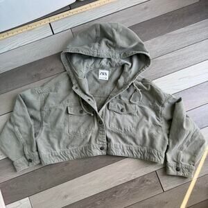 Zara cropped hooded utility jacket